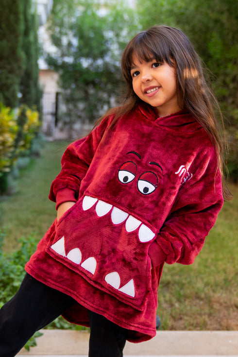 Snuggs Kids Blanket Hoodie Dark Red